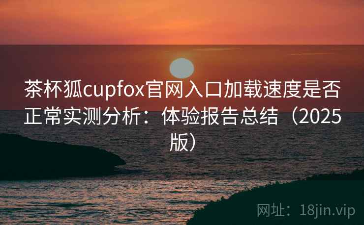 茶杯狐cupfox官网入口加载速度是否正常实测分析：体验报告总结（2025版）