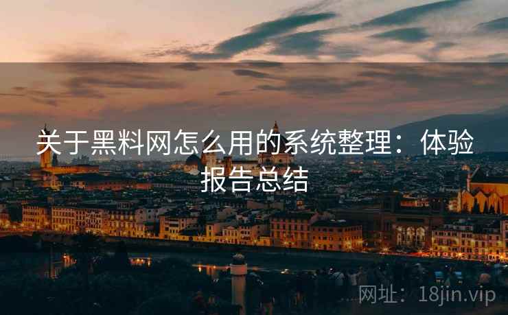 关于黑料网怎么用的系统整理：体验报告总结